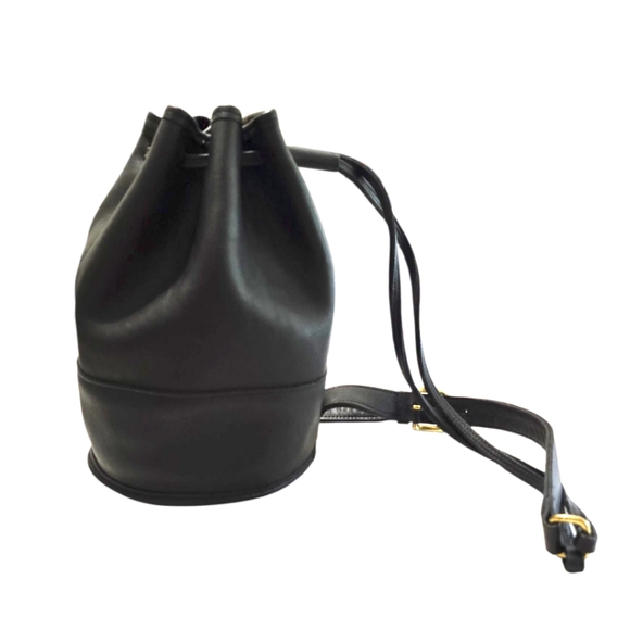 Coach Vintage 90s Black Genuine Leather Bixby Sling Bucket Shoulder Bag - Picture 1 of 14